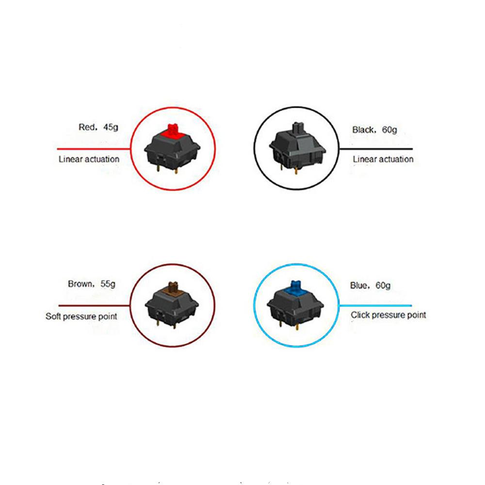 100PCS Mechanical Keyboard Black Blue Brown Red Key Switch For CIY Sockets SMD 3pin Thin Pins Compatible With MX Switch