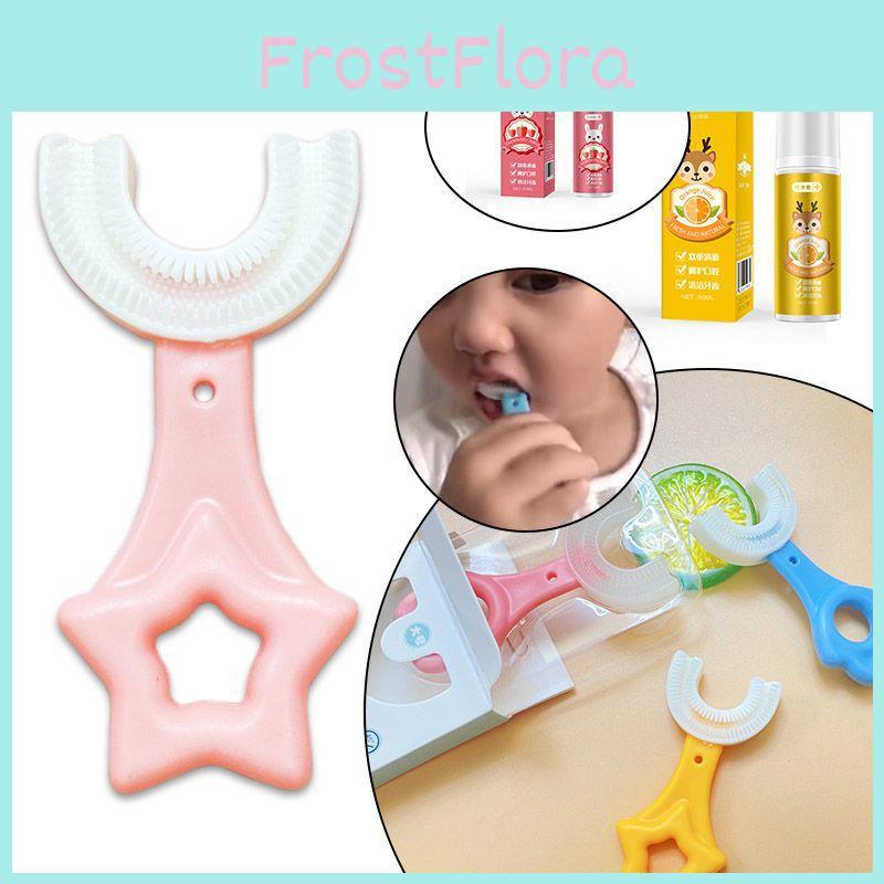 U-shaped Toothbrush For 2-12 Year Old Kids With Soft Silicone Bristles**