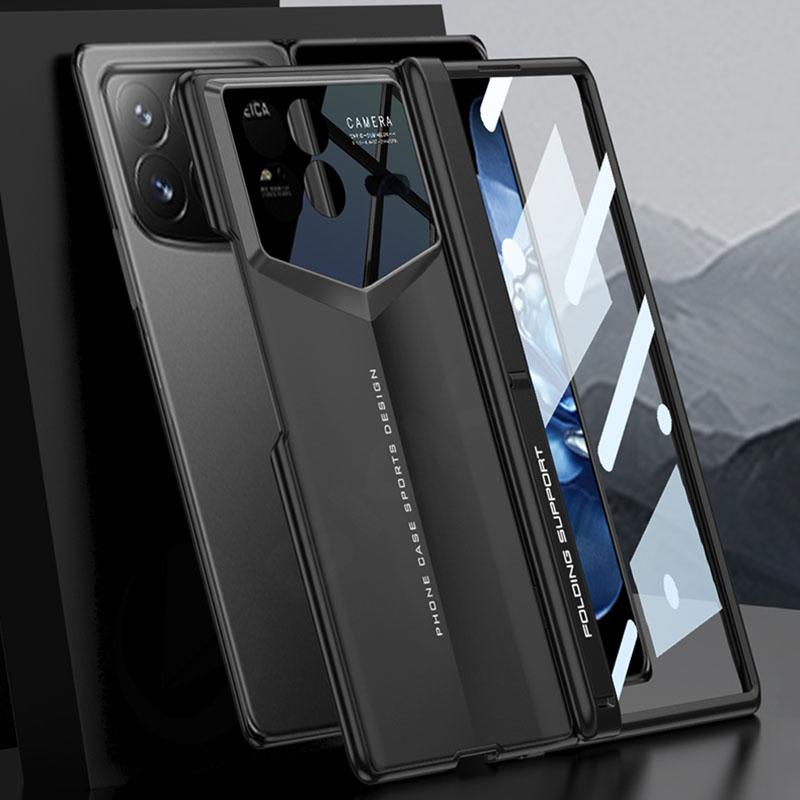 Luxury Business Plating Fold Case for Xiaomi Mix Fold 4 Black Gray Magnetic Stand Hinge Outer Glass All-included Plastic Shockproof Protect Cover