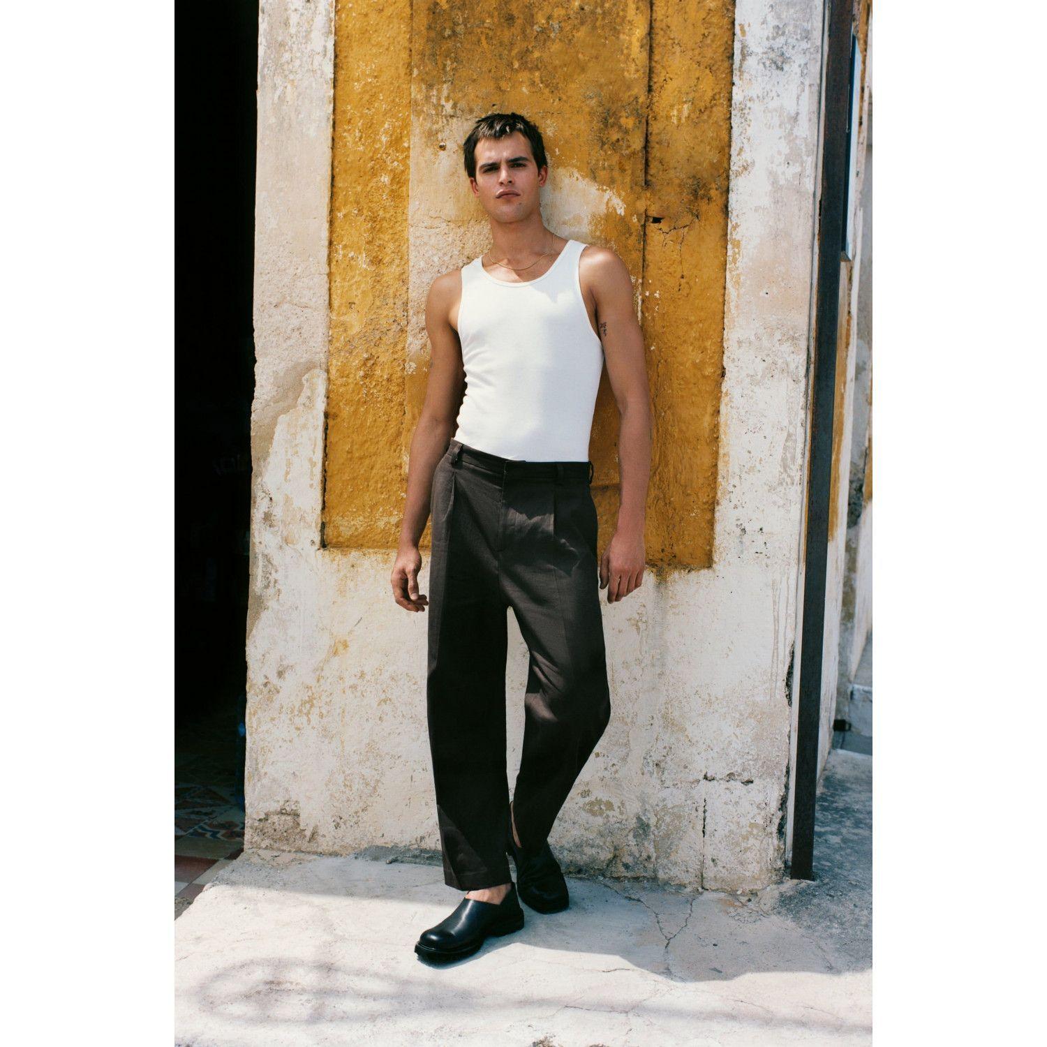 

LINEN - COTTON TROUSERS WITH BELT