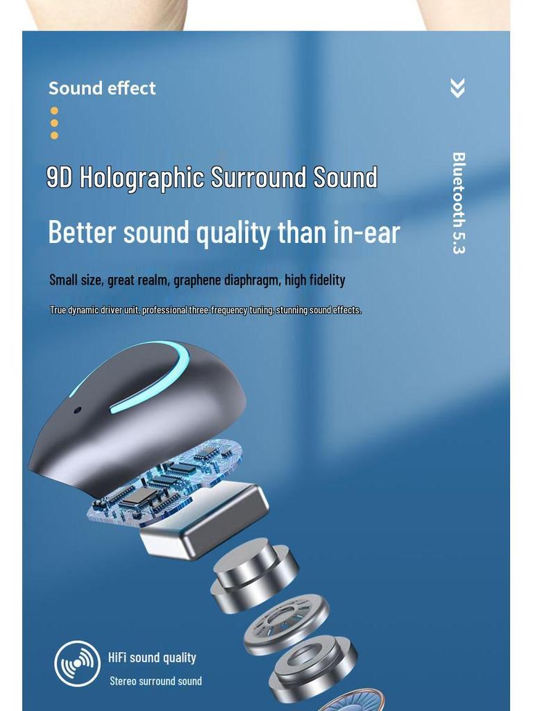 YYKQ71 AI Translation TWS Clip-on Bluetooth Earphones: High-Quality Sound, Non-In-Ear, Long Battery Life for Sports.