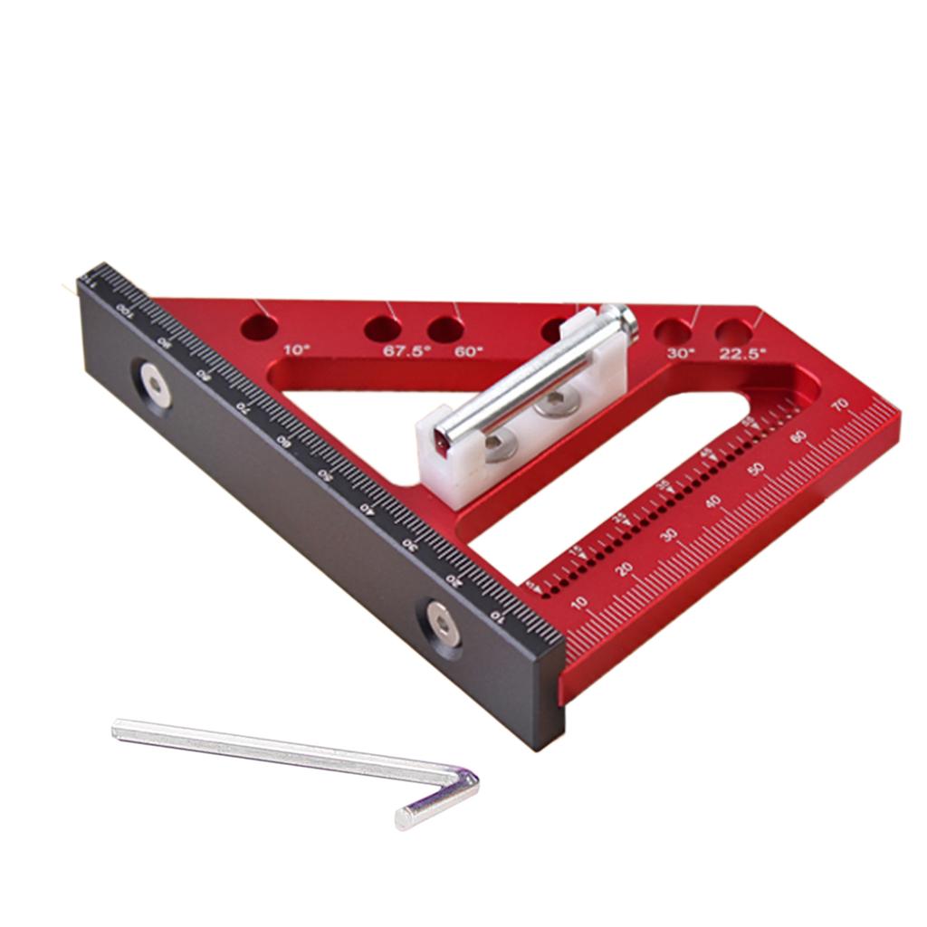 1Pc Carpenter Square Hole Scribing Ruler 22.5-90 Degree Measuring Ruler with Angle Pin Construction Precision Woodworking Tool