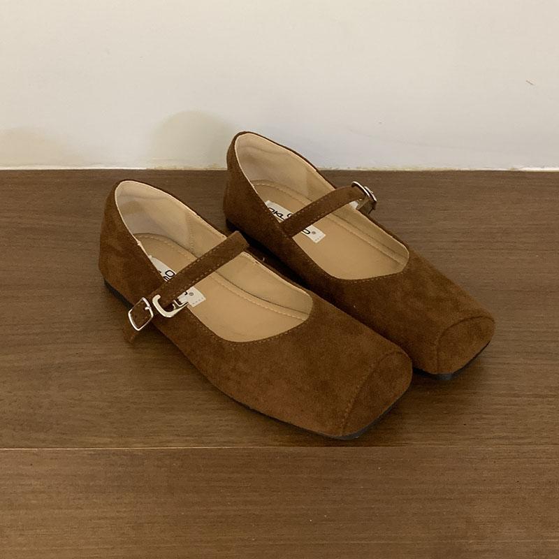 Fashion Fashion Buckle Strap Ladies Mary Janes Flats Shoes Soft Casual Female Shallow Footwear Square Toe Women Flats With Shoes