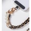 Trendy Universal Pearl Metal Cell Phone Chain Charms Women Detachable Phone Lanyards Crossbody Neck Strap with Patch