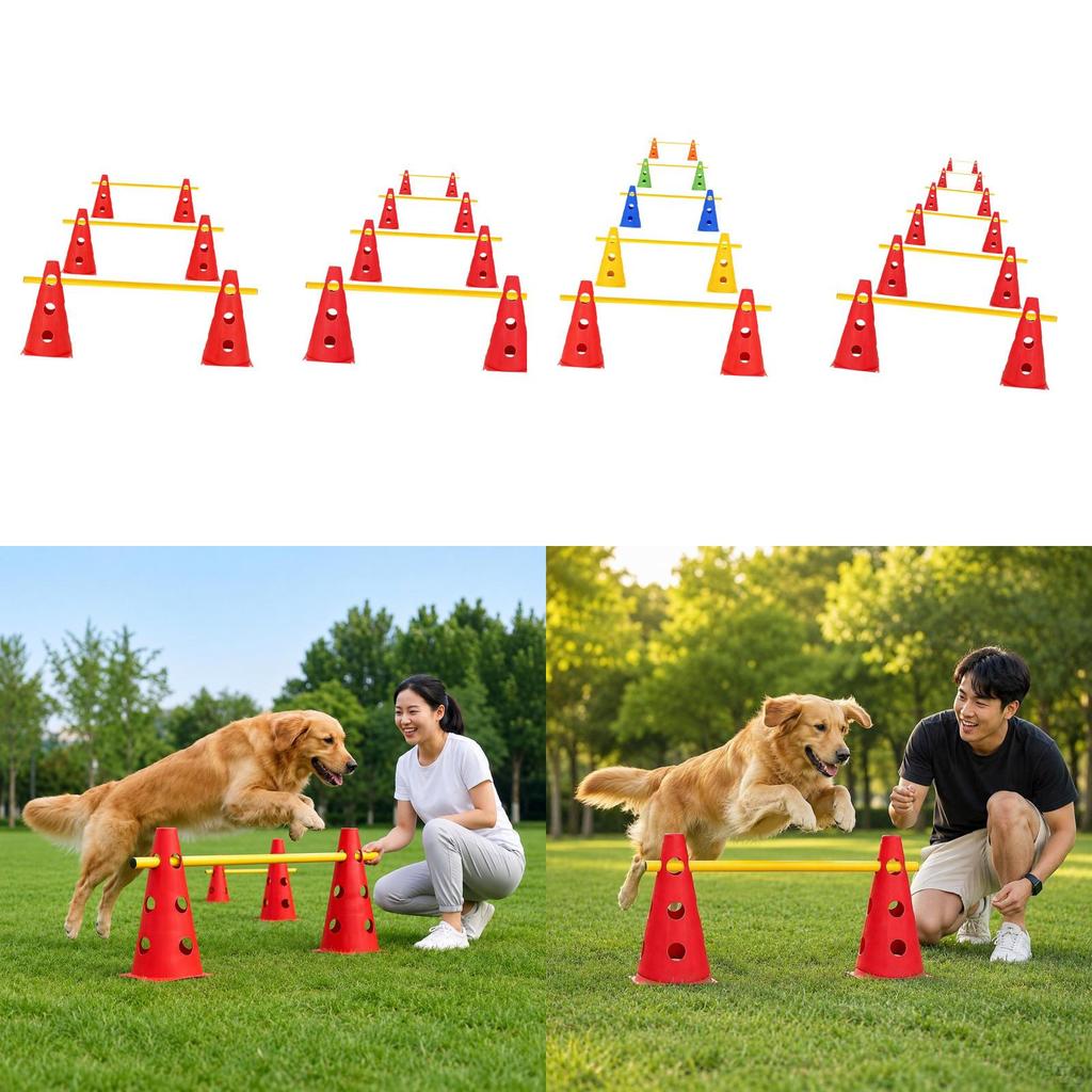 Hunde Agility Hürdenkegel Haustier Sprungtrainingsset für Anfänger Laufen Gehorsam