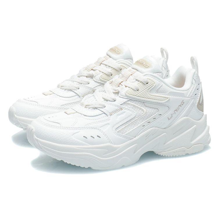 Li-Ning Shock Absorbing Non-Slip Durable Low-Top Running Shoes Women Sneakers Beige AGCR332-1