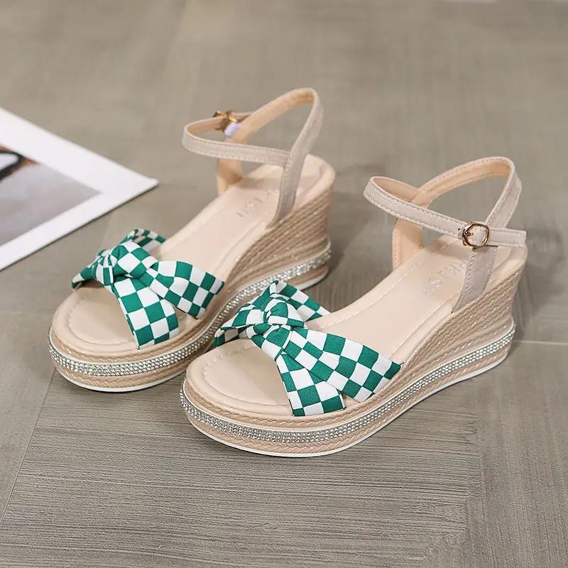 

Fashion Women s Sandals Open Toe Wedges Heel Ladies Shoes Sales Wholesale Summer 2025 Comfortable Sandal Vintage Luxury Casual Footwear 40