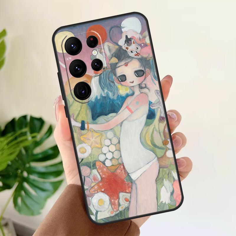 Cartoon Aesthetic Aya Takano Soft Case For Samsung Galaxy S25 S24 S23 S22 S21 Ultra S9 S10 Plus S23 FE S24 FE Phone Cover