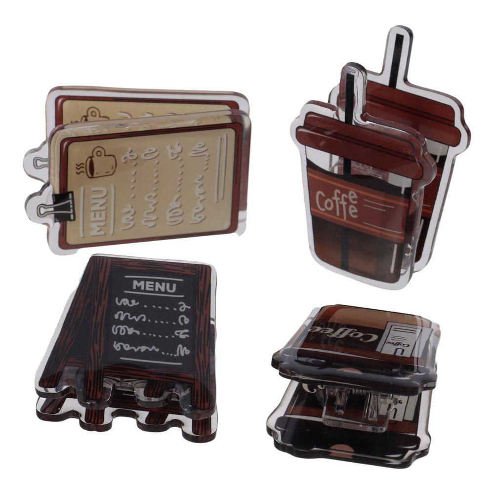 

2/4 шт. акриловые скрепки для бумаги, латте, кофе, ремесленные зажимы для заметок, уплотнительные зажимы для хранения фотографий, купюр и заметок