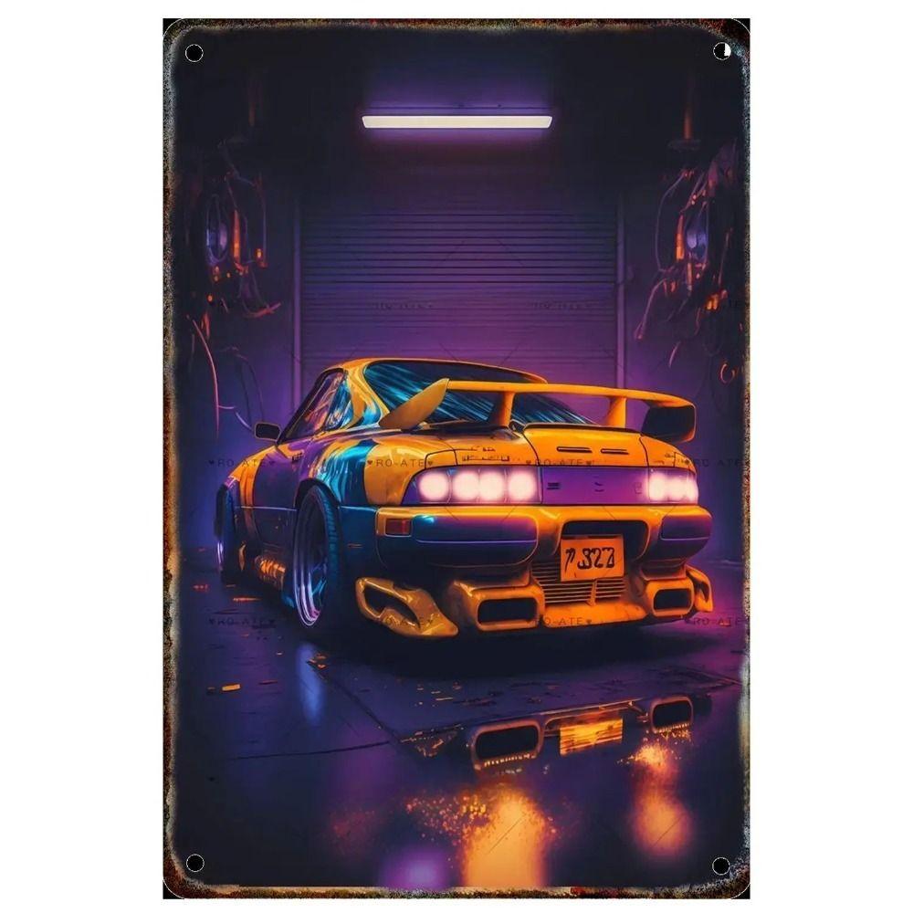 Retro Metal Sign - Classic Car Wall Art for Man Cave, Garage, Home Bar Decor