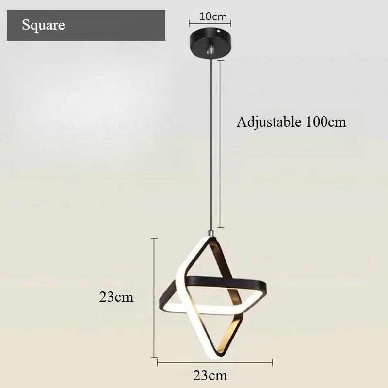 Modern Minimalist LED Chandelier Black and White Round Square Living Room Dining Room Bedroom Bedside Decorative Lighting