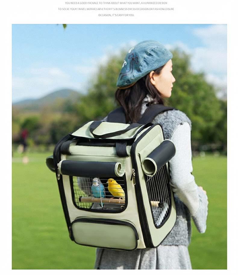 Portable Bird Backpack: Breathable, Water-Repellent, Scratch & Bite-Resistant with Metal Mesh for Parrots, Cockatiels, and Monks