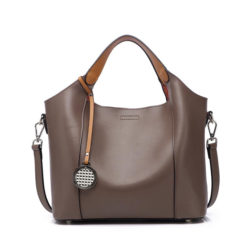 

New Genuine Leather Women s Bag Style Fashionable Cowhide Mother Child Handbag Shoulder Crossbody 27X13X23CM хакі