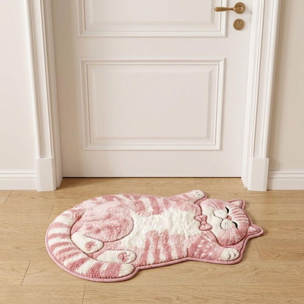 2D Home Decor Carpet Anti-fouling Cartoon Carpet Cute Cat-Shaped Area Rug  Bedrooms