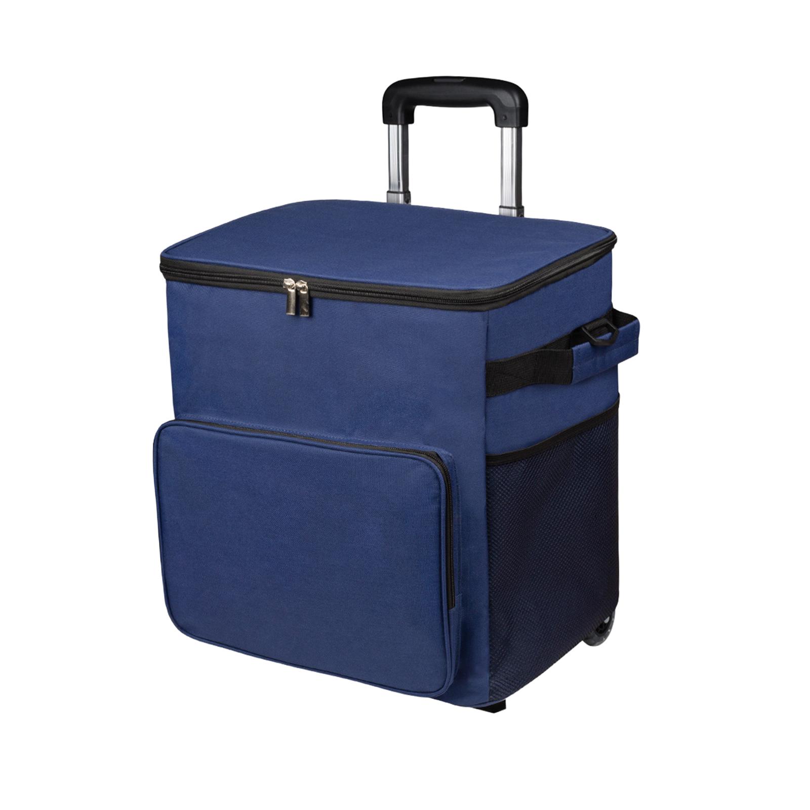 

Роликовый холодильник на колесах 35 л Улучшенная устойчивость Изолированный с колесами и ручкой Сумка-холодильник для патио Путешествий Продуктов Пляжа Отдыха на открытом воздухе темно-синий