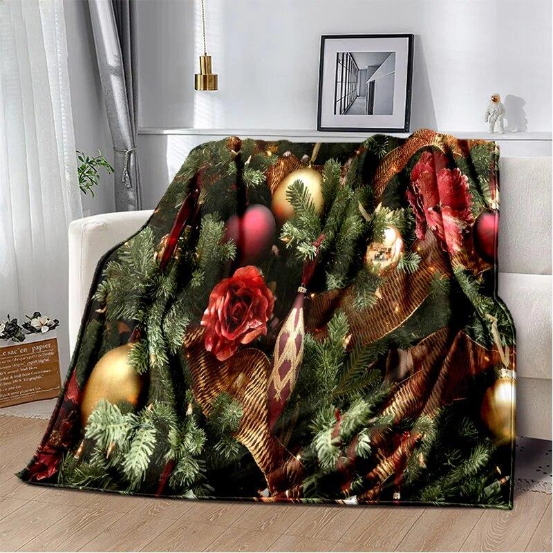 Desene animat Moș Crăciun Pom de Crăciun Fericit Cadou pentru copii Pătură moale de pluș, pătură de flanel Pătură pentru sufragerie dormitor canapea