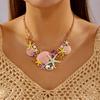 Dopamine Starfish Shell Coral Diamond-Encrusted Necklace Beach Vacation Style Accessory Women's Fashion Trend Gift