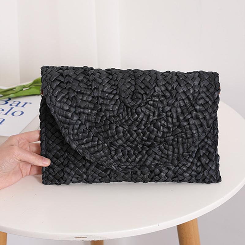 Yogodlns Fashion Bags Women Summer Retro Corn Straw Knitted Handbag Key Coin Money Purse Beach Clutch