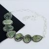 Wunderschöne Prehnit Edelstein Handgefertigte 925 Sterling Silber Halskette, Prehnit Silber Halskette für Ehefrau, Unisex Halskette, Weihnachtsgeschenk