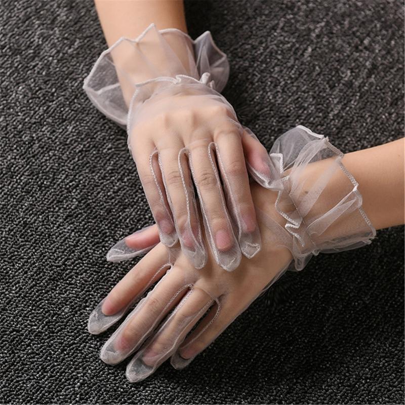 Wedding Gloves Proms Gloves Tulle Short Thin Gloves for Operas Women Lady Theme Proms Costume Accessories