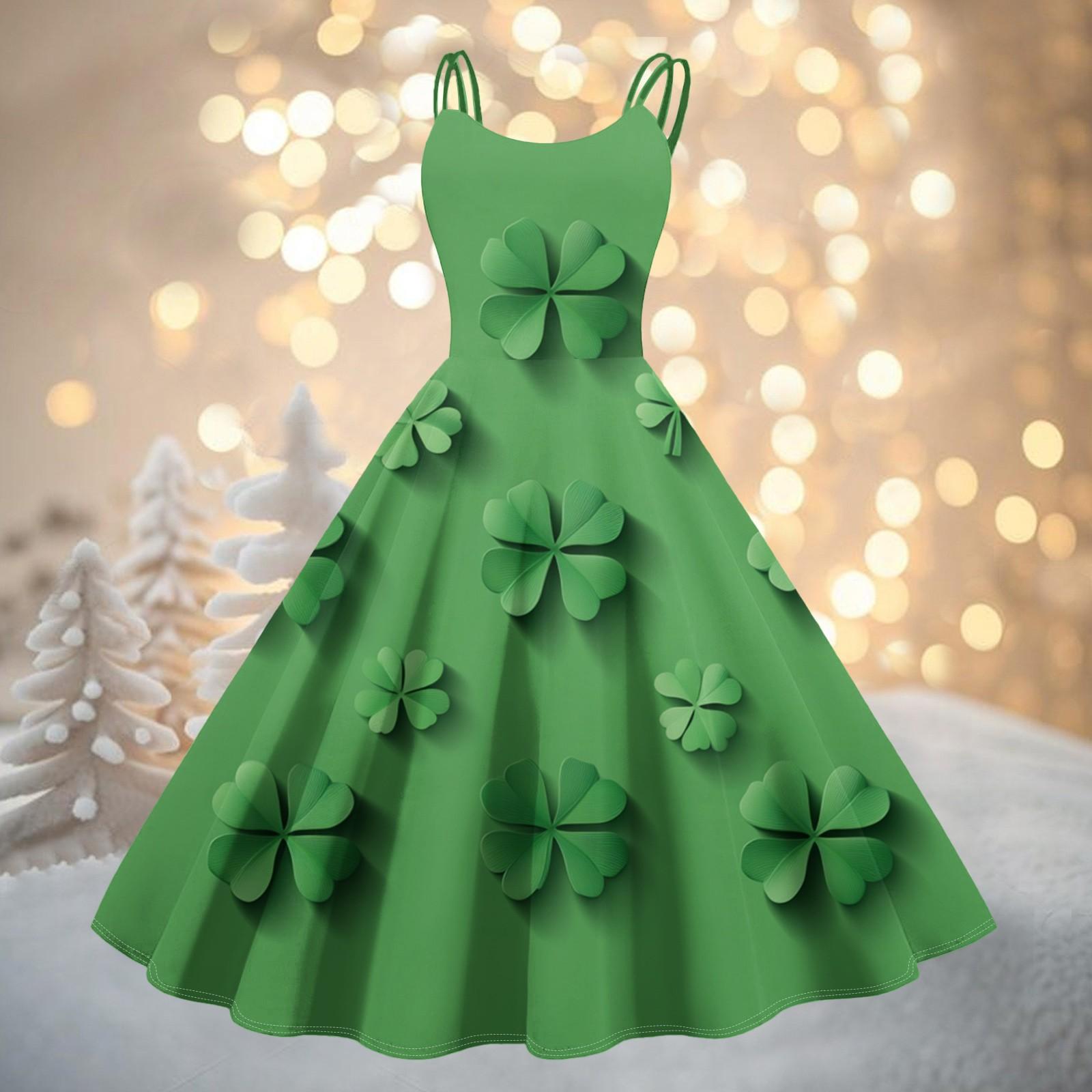 

Женская мода ул.. Сексуальное коктейльное платье без бретелек с принтом ко Дню Святого Патрика в стиле панк, винтажное платье. S