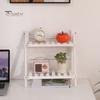 Wooden Desktop Storage Rack Double Layer Foldable Design Smooth Edge Burr Free Decorative Plant Stand Display Shelf