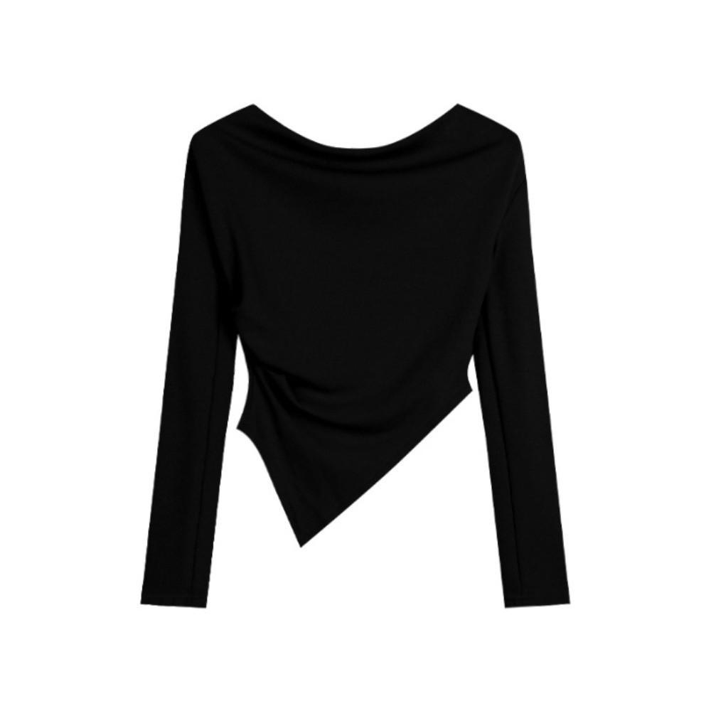 Korean Y2K Ins Bottoming T-shirt Off-shoulder Long Sleeve Tops  Spring Autumn Winter