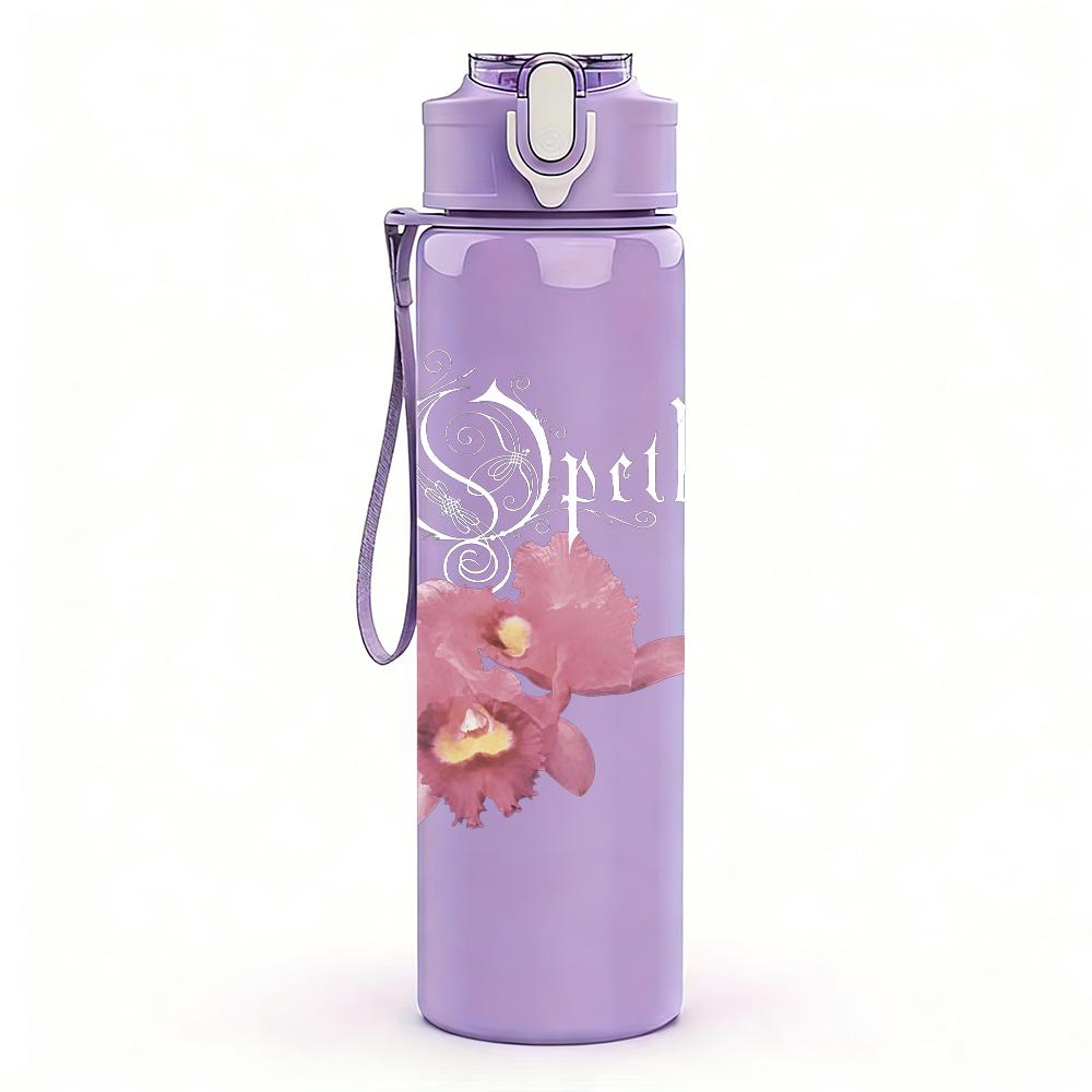 1PC Pink Orchid Floral Soft Vintage Print 750ml Portable Sports Water Bottle Leakproof Gym Outdoor Travel Drink Cup