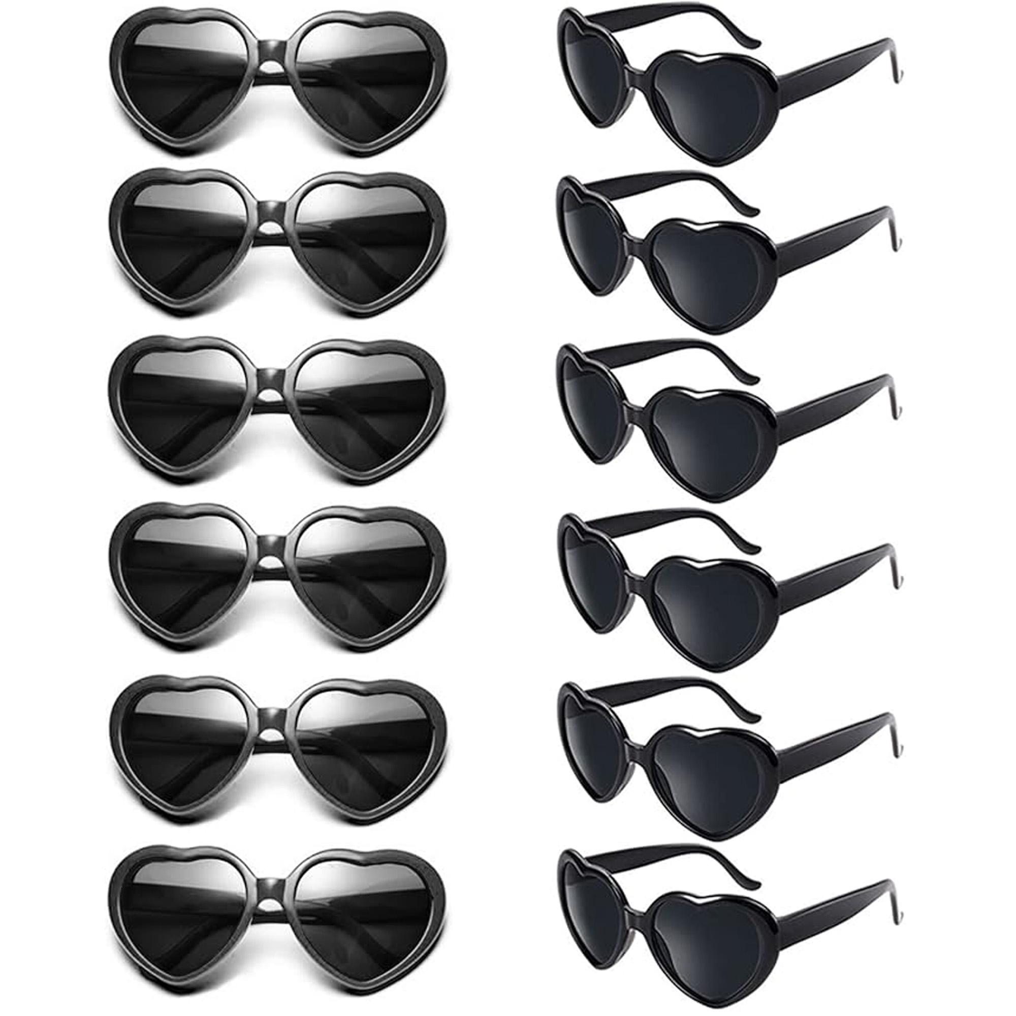 12er-Pack Neonfarben Herzform Partygeschenke sonnenfunktionale elegante Brillen Unisex Halloween- und Weihnachtsrequisiten black