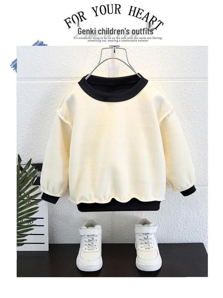 Sprunki Rhythm Box Kids' Plus Velvet Hoodie Set, Unisex, Warm Two-Piece for Autumn/Winter