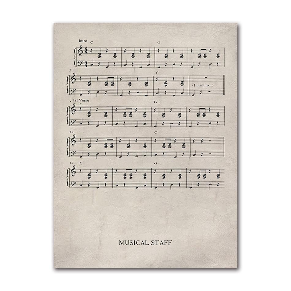 Retro Violin Piano Sheet Music Nordic Posters And Prints Canvas Painting Wall Art Pictures For Living Room Home Decor