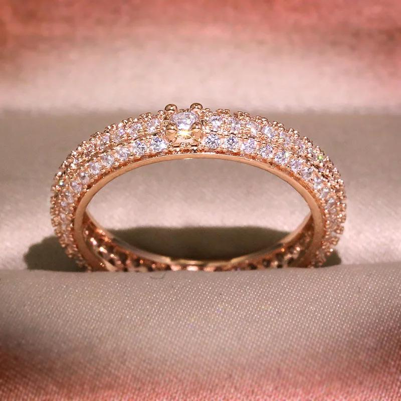 Fashion Shiny Real  Sterling Silver Rings for Women Classic AAA Zircon Promise Love Wedding Ring Female  Gift Anel