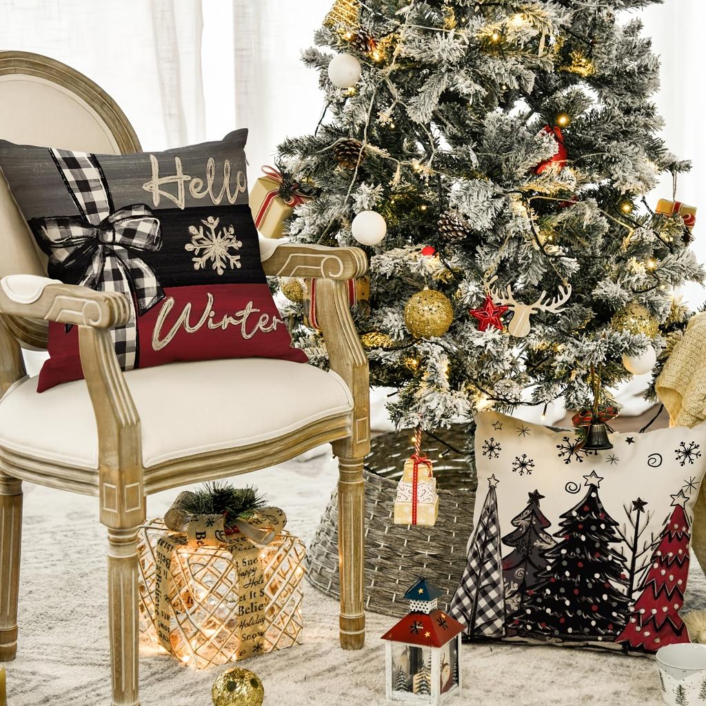 1Pc Christmas Throw Pillow Cases Soft Square Throw Pillow Covers Xmas Decorations For Living Room Bedroom Sofa Couch Bed
