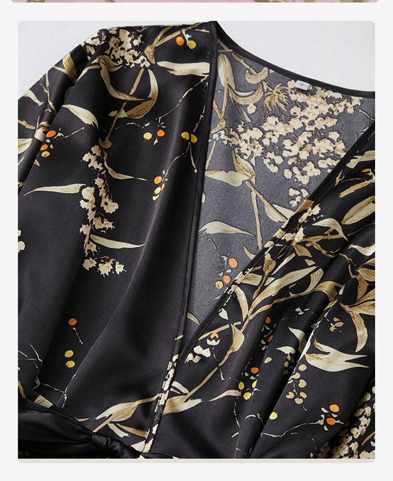 Elegant Women's Spring & Autumn Ice Silk Pajama Set: Long Sleeve Camisole Nightdress & Robe, 5-Piece Luxury Home Wear.