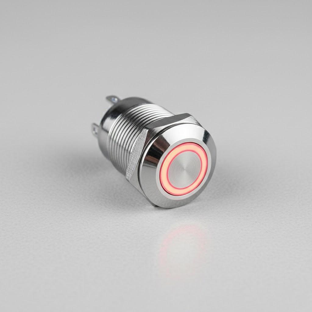 

12mm Angel Eye Aluminum LED Power Push Button Switch Self-reset Metal Switch Car Interior Accessories красный