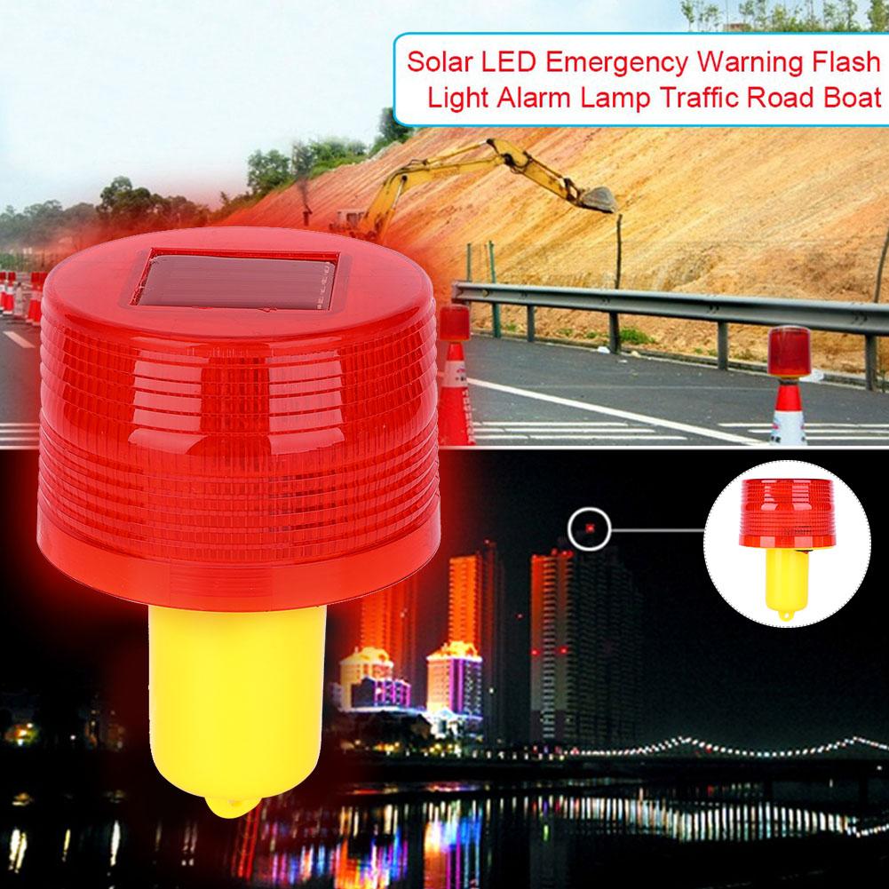 1pc Solar LED Emergency Warning Flash Light Alarm Lamp Traffic Road Boat Red Light