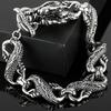Massive Chinese Dragon Cuff Men's Bracelets Vintage Stainless Steel Loong Head Body Chain Bracelet for Man Gothic Jewelry Gifts