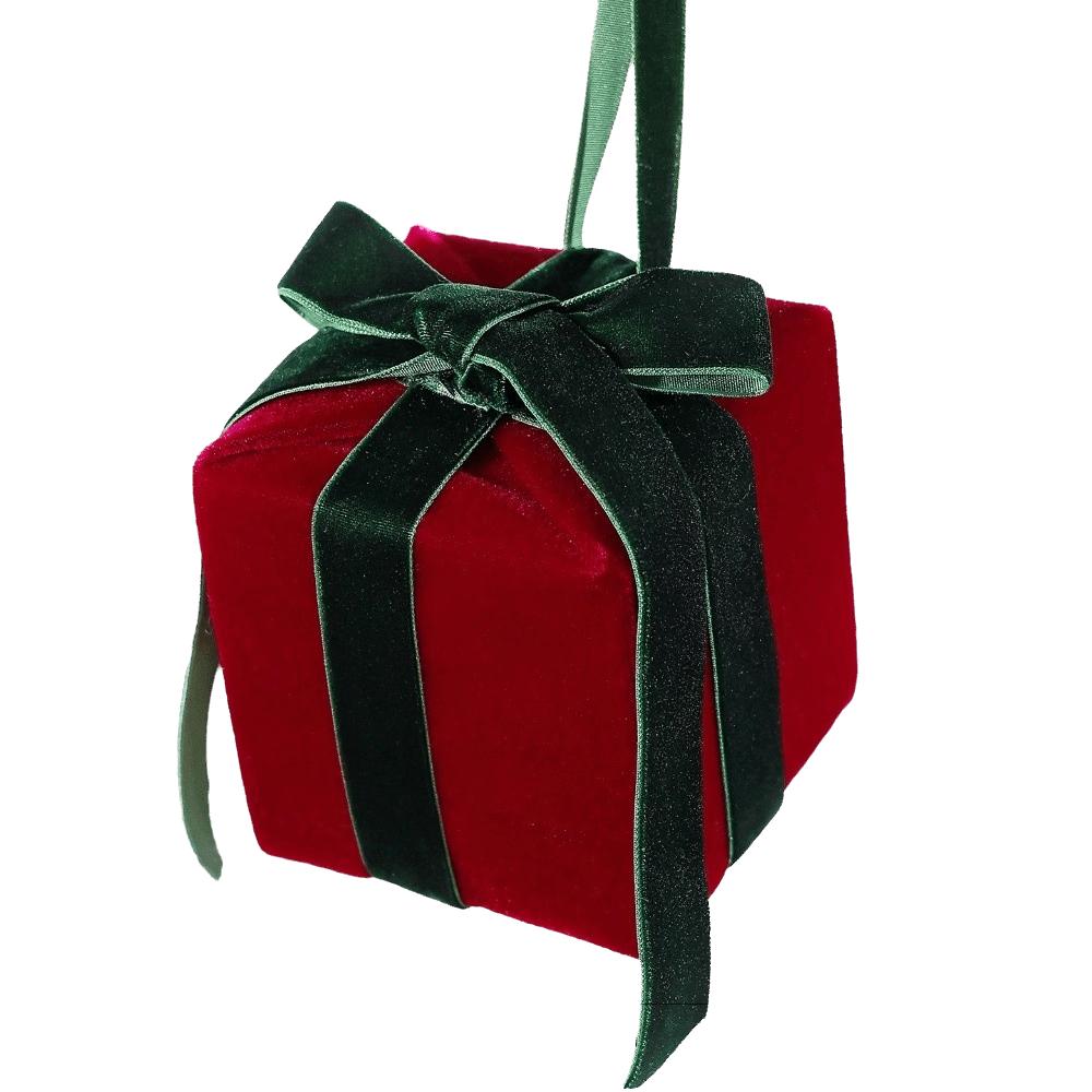 Bow Christmas Tree Decoration Velvet Gift Box Pendant Scene Setup Desktop Ornaments Gift