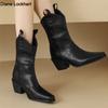 New Women Wedge Boots High Heel Ankle Boots Winter Pointed Cowboy Boots Fashion Western Booties Woman Shoes Size 34-43