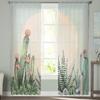 Tropical Plant Cactus Sun Window Treatment Tulle Modern Sheer Curtains for Kitchen Living Room the Bedroom Curtains Decoration