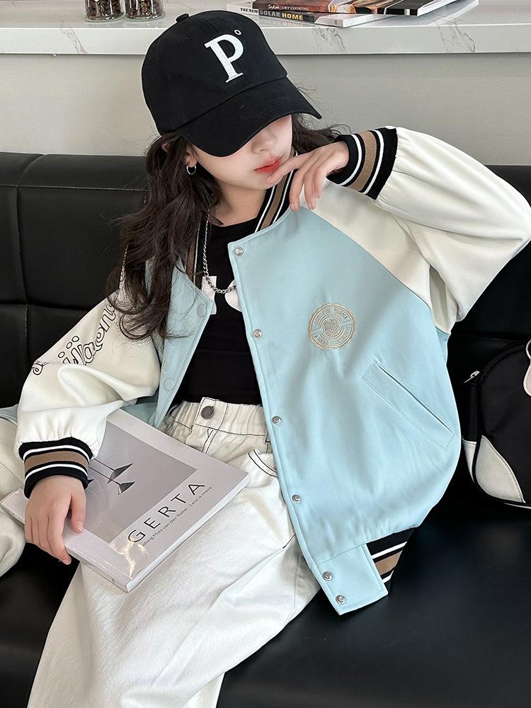 Girls' Autumn & Spring Casual Baseball Jacket - 2025 Fashion Style for Big Kids