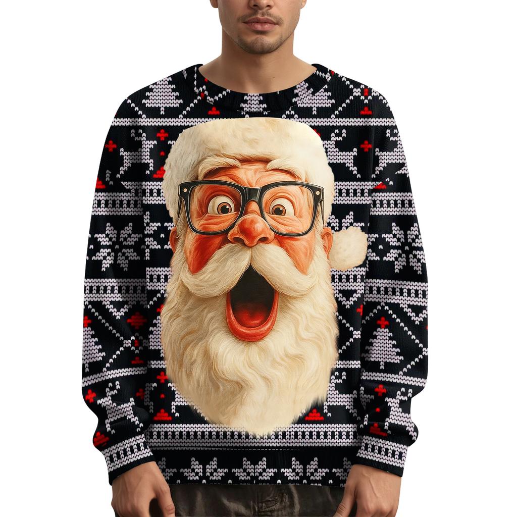 Herren Weihnachts Pullover mit bedrucktem Kragen