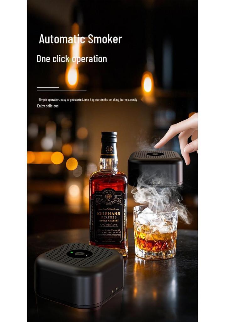 Electric Cocktail Smoker: Whiskey Bar Tool with Multiple Fruitwood Options