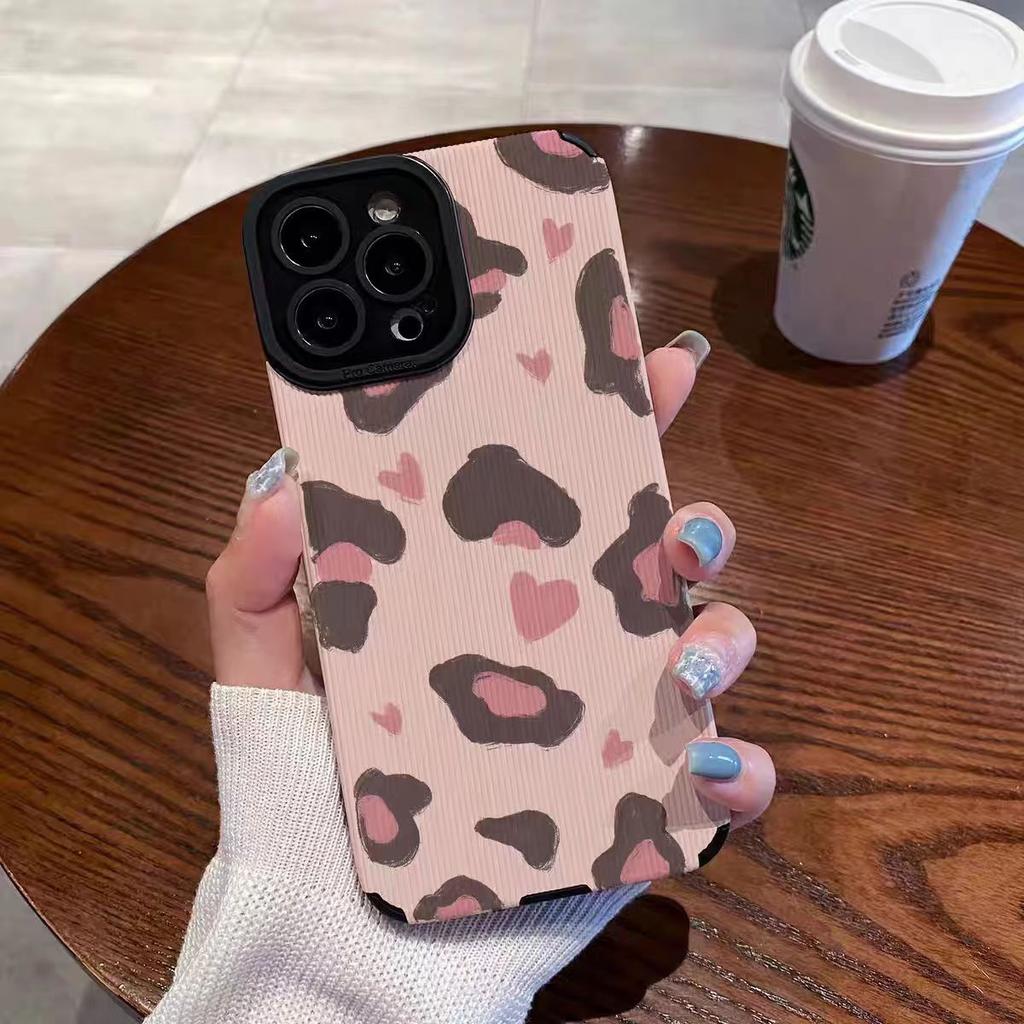 Fashion Love Leopard Silikon Handyhülle für iPhone 13 14 Max 15 Plus 11 12 Mini SE 7 8 X XS XR Leder Stoßfeste Vollabdeckung