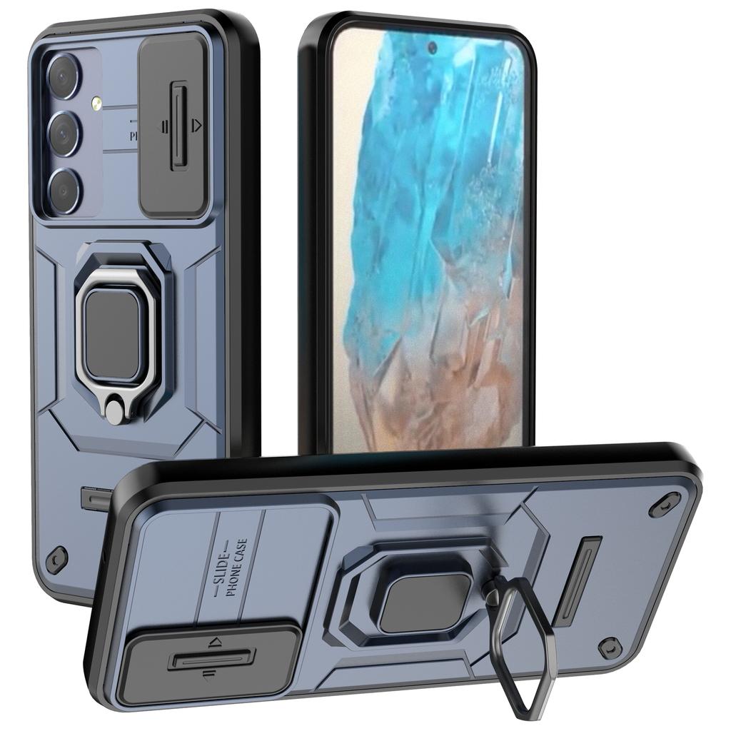 For Samsung Galaxy M35 5G Case PC+TPU Kickstand Phone Protector with Lens Cover