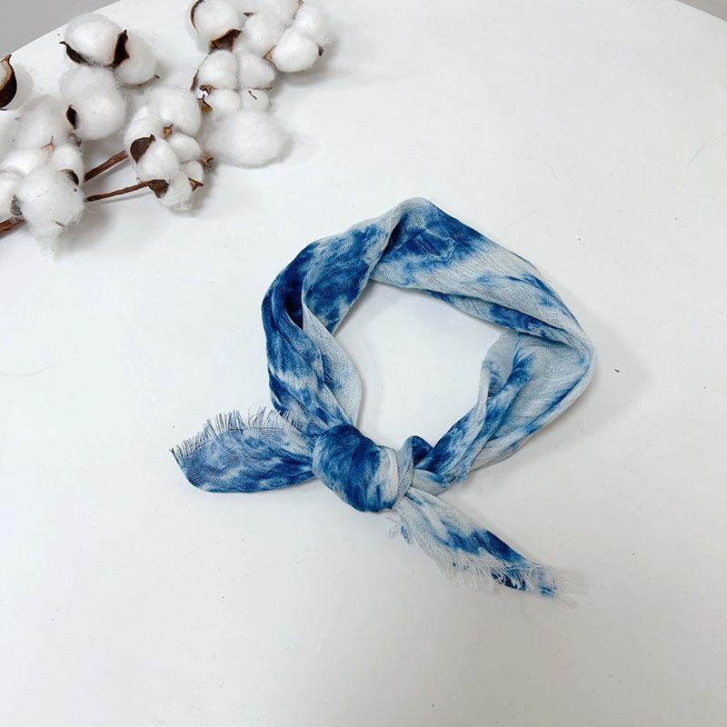 Retro Small Plaid Linen Square Scarf Literary And Versatile Women'S Summer Neck Protection Small Silk Scarf Scarf Accessories