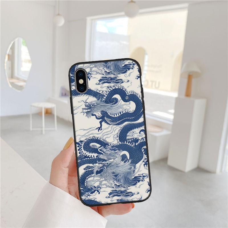 LO25 Chinese Dragon Soft Shell Phone Case for iPhone SE X XS XR 11 16E 17 Pro Max Air 8 7 6 6s Plus