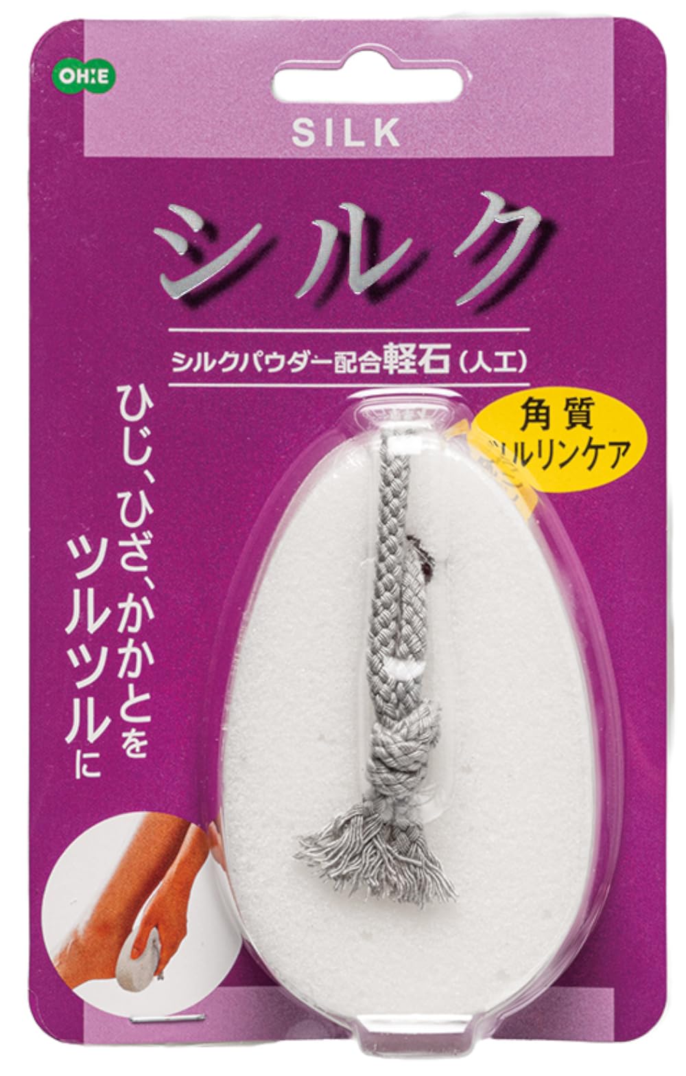 Ohe Pumice 9cm x x Contains Silk Artificial Pumice for Exfoliating and Smooth Bath Made in Japan Stone, (length) 5.7cm (width) 2.5cm (height), White,