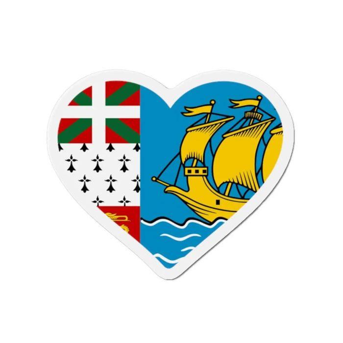 Aimant Coeur Drapeau - Saint-Pierre-et-Miquelon - 9 cm - 50 pièces - Multicolore - Mixte