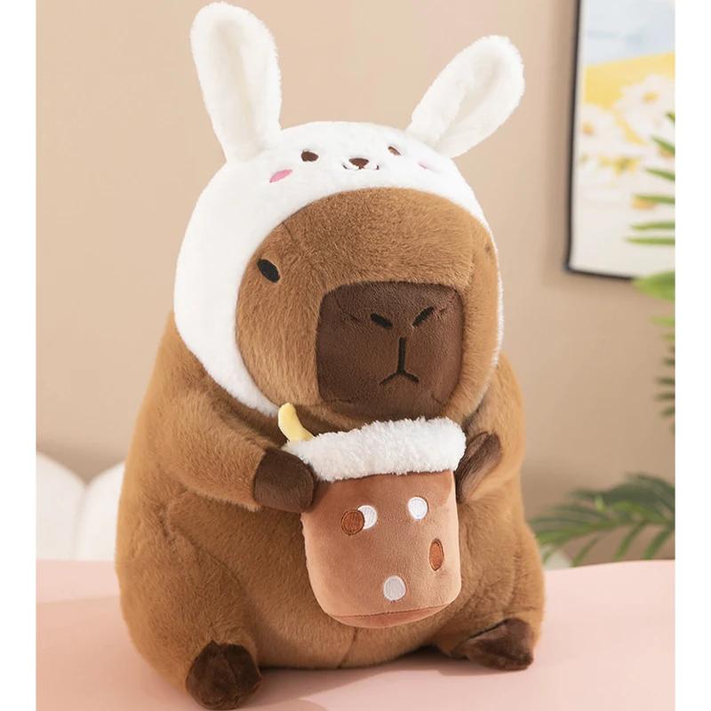 Capybara Plush Toy Realistic Cosplay Unicorn Dinosaur Design Dress Boba Bread Fruit Shape Stuffed Animal for Food Decor Birds